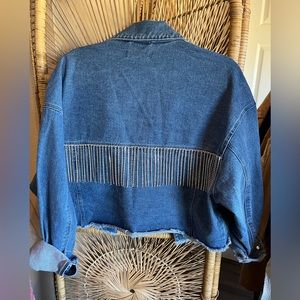 Altar’d state dangling rhinestone jean jacket oversized